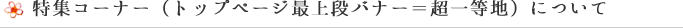 特集コーナー（トップページ最上段バナー＝超一等地）について